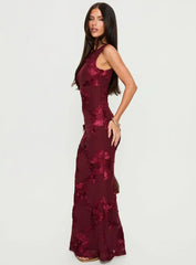 Fionna Floral Maxi Dress Burgundy