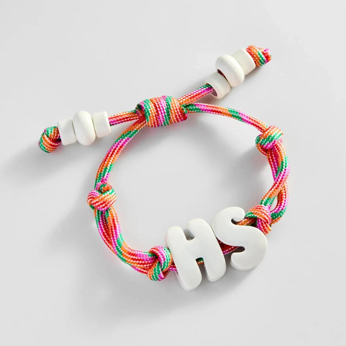 Knotty Enamel Initial Custom Bracelet - Multi/White Double Letter