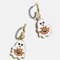 Ghosting Around Glow-In-The-Dark Kids' Halloween Earrings - White