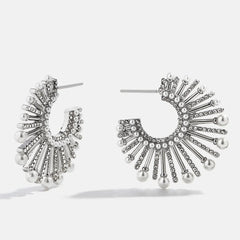 Jordan Sunburst Hoop Earrings - Silver/Pavé