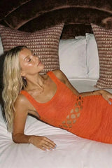 Bali Square Neck Sleeveless Crochet Midi Dress