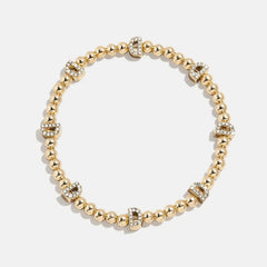 Gold/Pavé Repeating Initial Pisa Bracelet - D