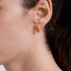 Game Day Enamel Huggie Earrings - Orange