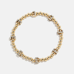 Gold/Pavé Repeating Initial Pisa Bracelet - E