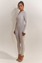 Contour Zip Up Jumpsuit in Grey