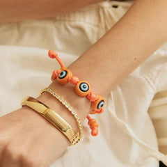 Knotty Good Eye Cord Bracelet  - Tangerine