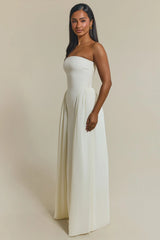 The Felicity Bandeau Maxi Dress in Cream