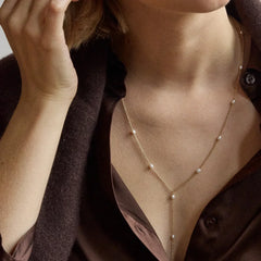 Juliet Pearl Lariat Necklace - Gold/Pearl
