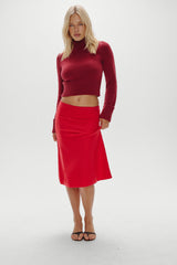 Magnolia Knit Midi Skirt - Cranberry
