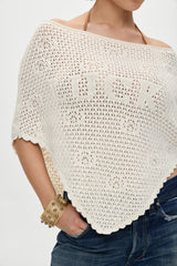x BELLA HADID Western Crochet Poncho - White