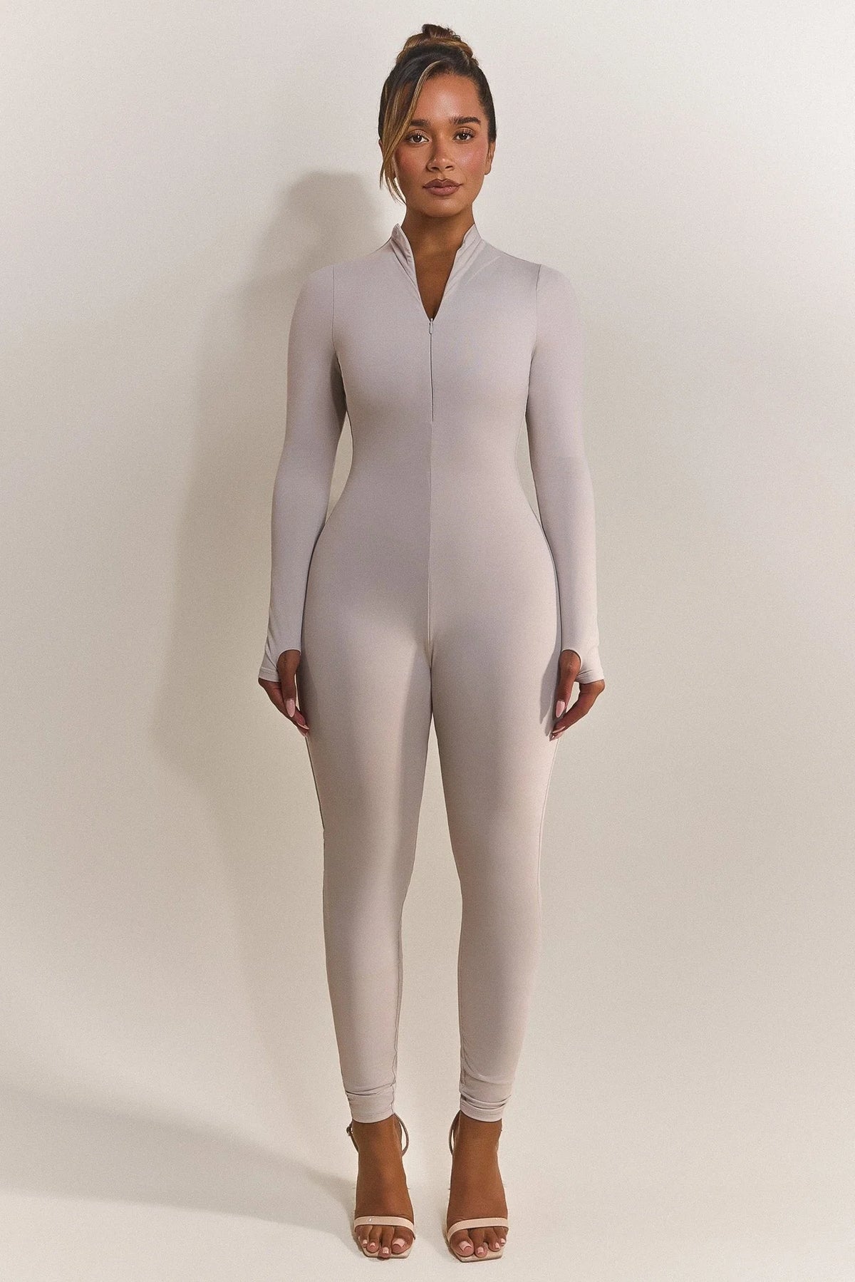 Contour Zip Up Jumpsuit in Grey