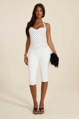 The Zadie Lace Up Corset Top in Polka Dot