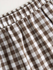 Woven High Rise Gingham Tiered Midi Skirt