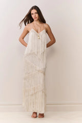 Delphi Fringe Lace Gown