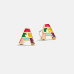 Kids' Rainbow Initial Earrings - Gold/Multi