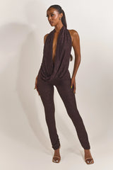 The Leia Top in Brown Lace
