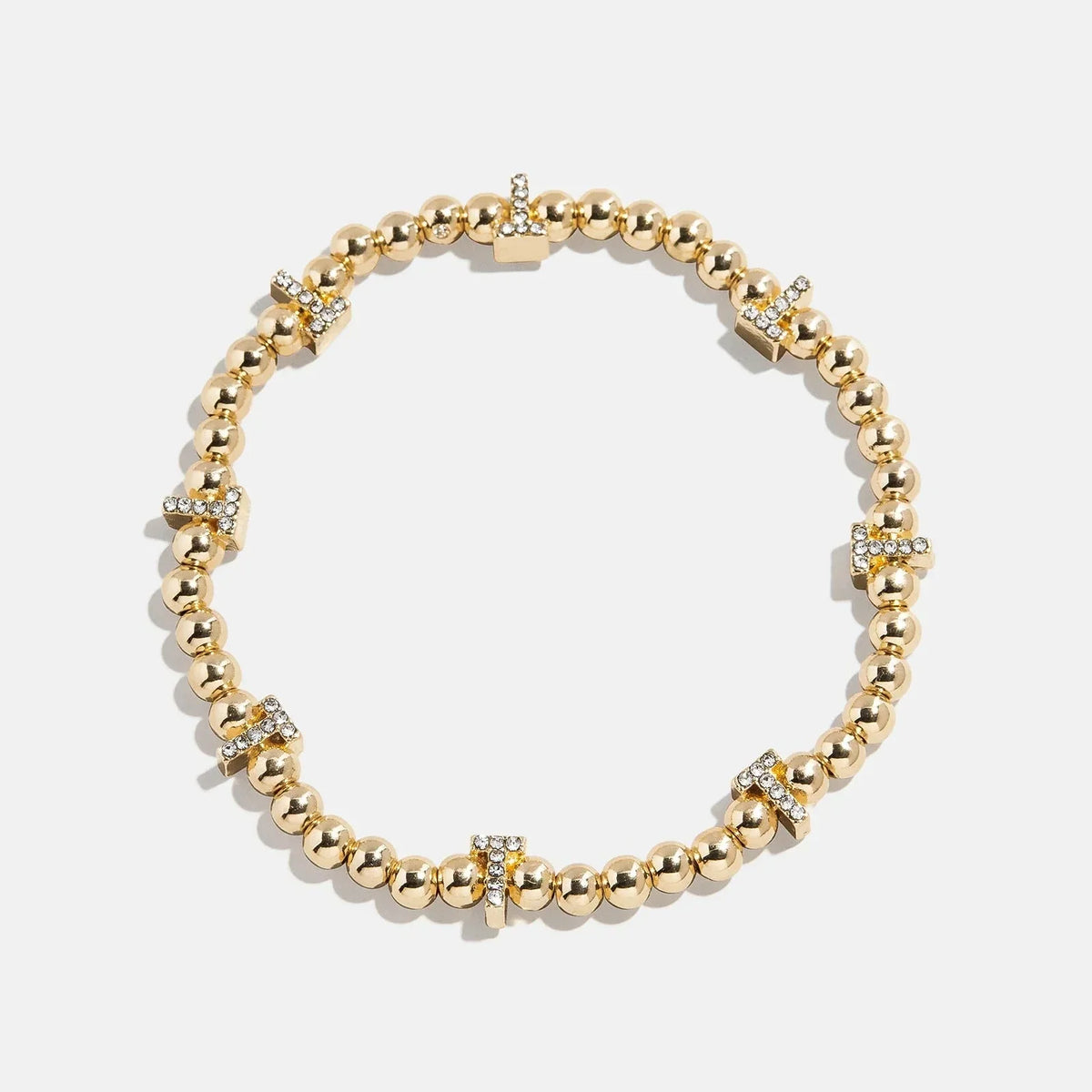 Gold/Pavé Repeating Initial Pisa Bracelet - T