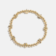 Gold/Pavé Repeating Initial Pisa Bracelet - T