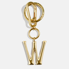 Gold Initial Enamel Bag Charm - W