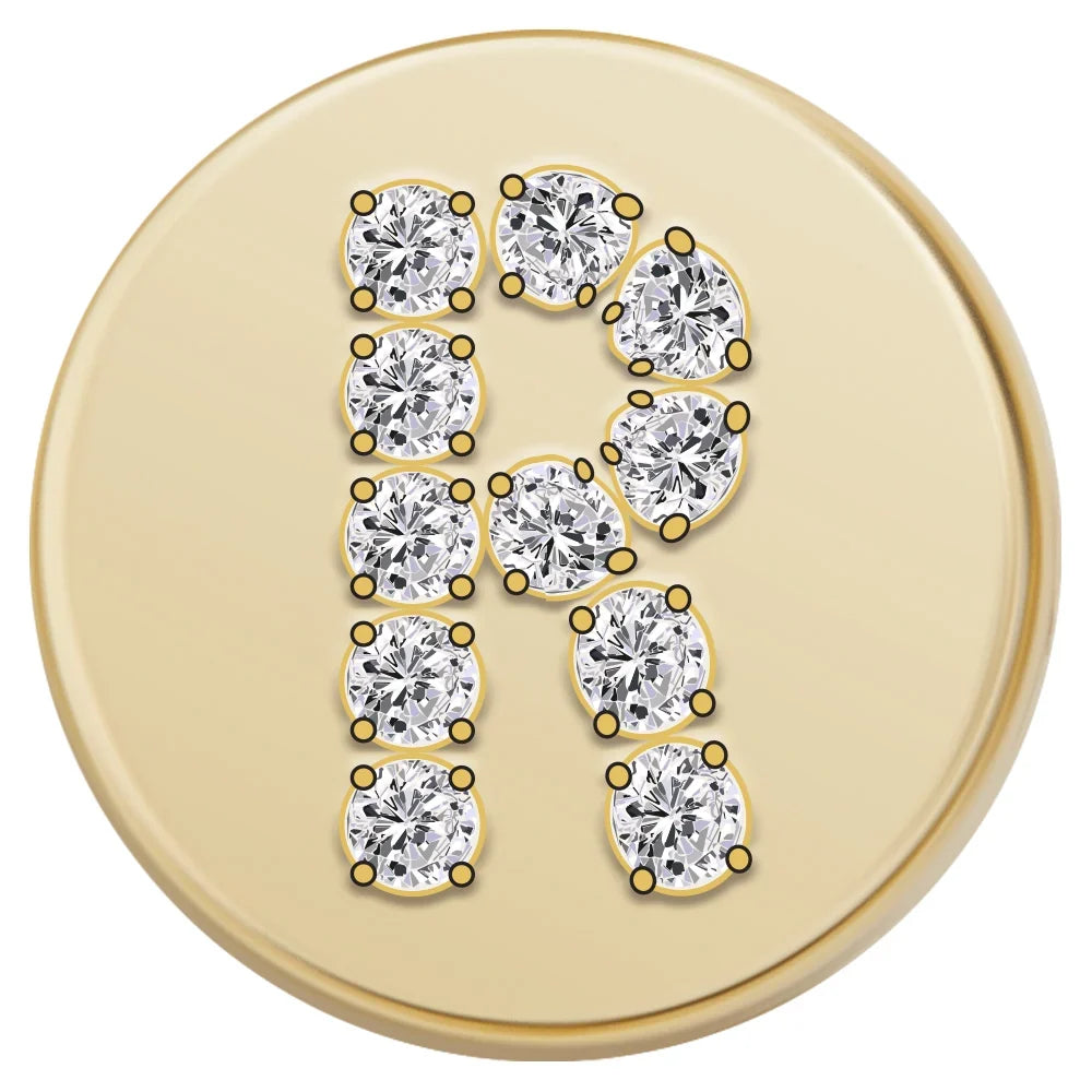 Gold Letter Bead - R