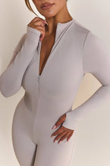 Contour Zip Up Jumpsuit in Grey