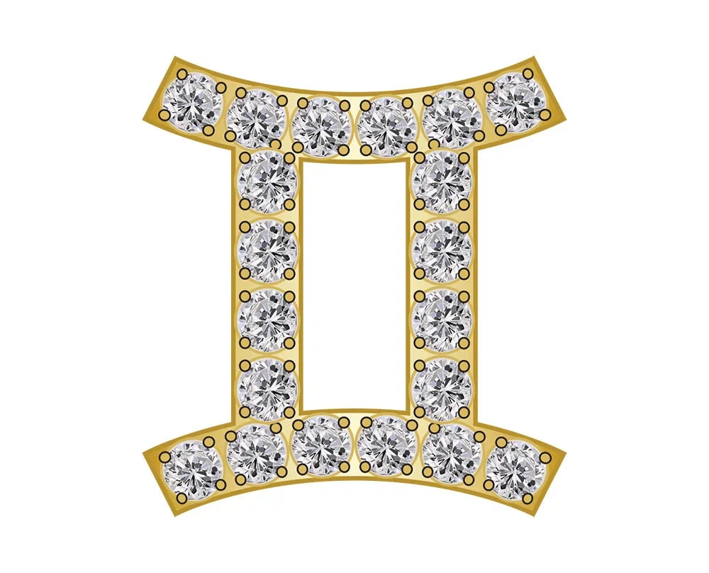 Gemini Zodiac Icon - Pavé Gold