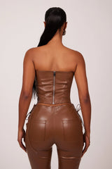 The Leather Cup Corset in Brown