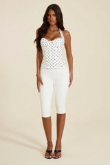 The Zadie Lace Up Corset Top in Polka Dot