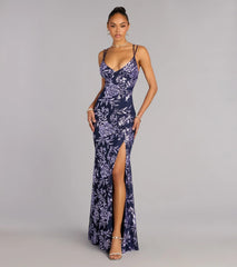 Angela Floral Sequin Formal Dress