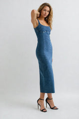Blanche Seamed Denim Dress
