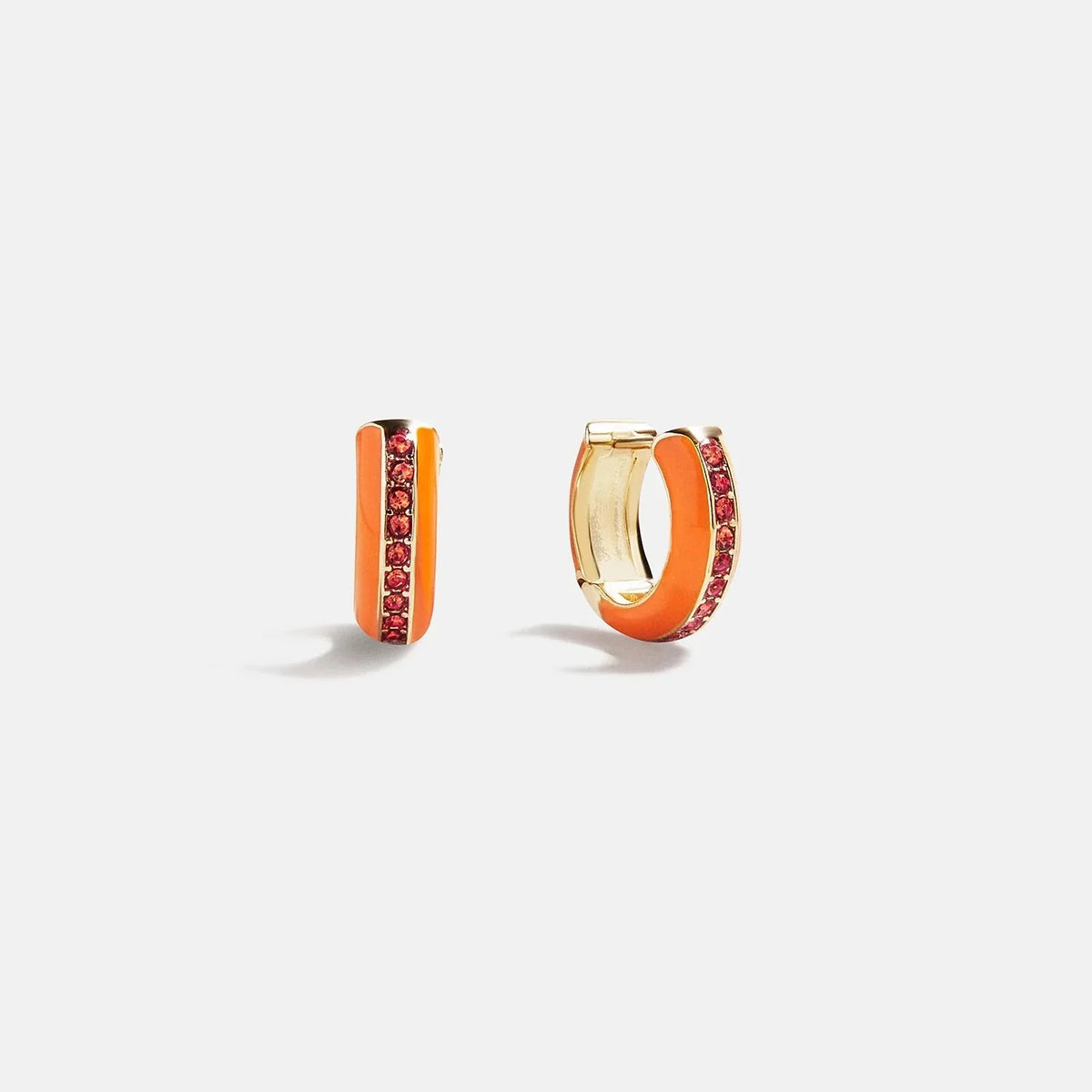 Game Day Enamel Huggie Earrings - Orange
