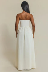 The Felicity Bandeau Maxi Dress in Cream