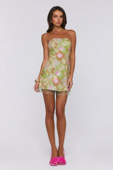 Dressed To Celebrate Embellished  Strapless Mini Dress Multi