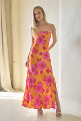Santana Floral Satin Maxi Dress