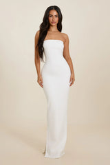 The Darlene Strapless Maxi Dress in White